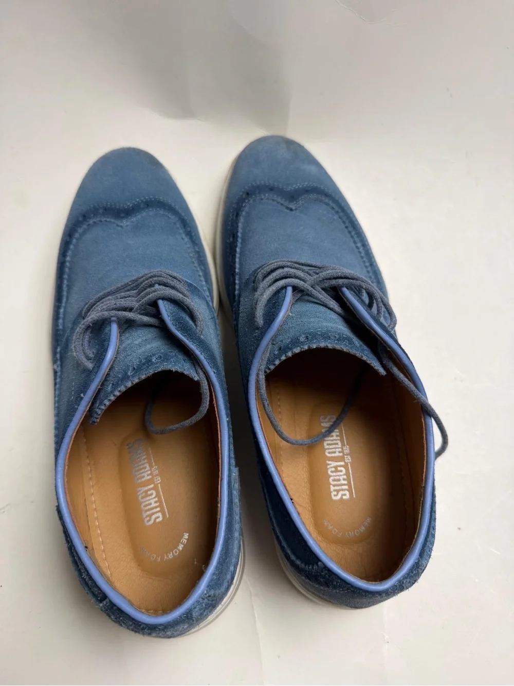 Stacy Adams Blue Suede Wingtip Oxfords
